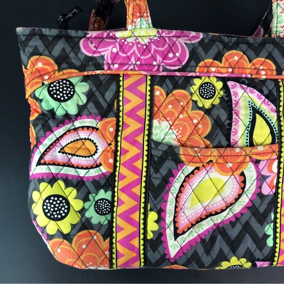 Vera Bradley Ziggy Zinnia Medium Chevron Crescent Tote Bag - Picture 2 of 14